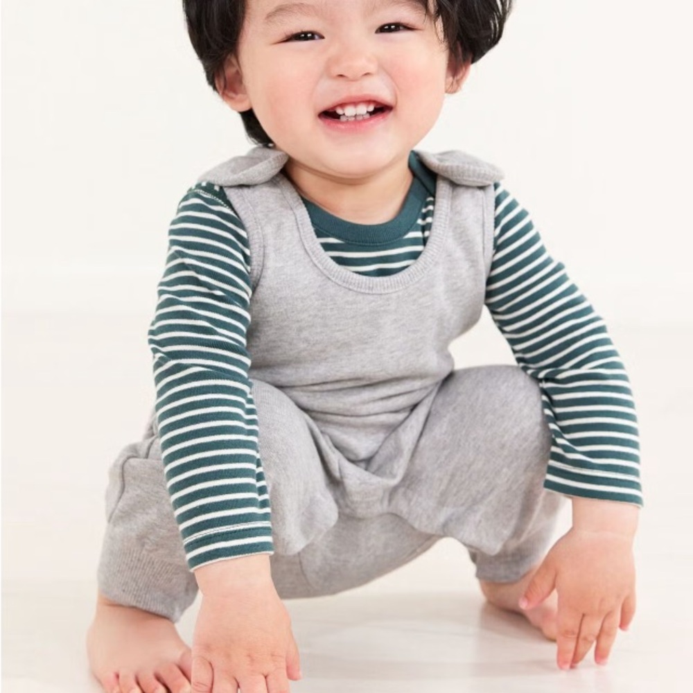 Hanna Andersson Baby French Terry Overalls Gray‎ Size 0-3M 100% Organic Cotton